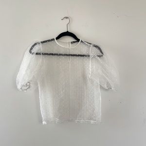 Zara organza top with puff sleeves